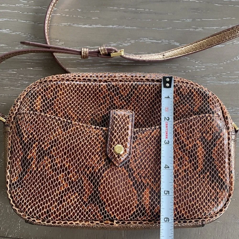 G.I.L.I Women’s Snake Print Leather Gold Rose Crossbody Bag Purse and Wallet Set